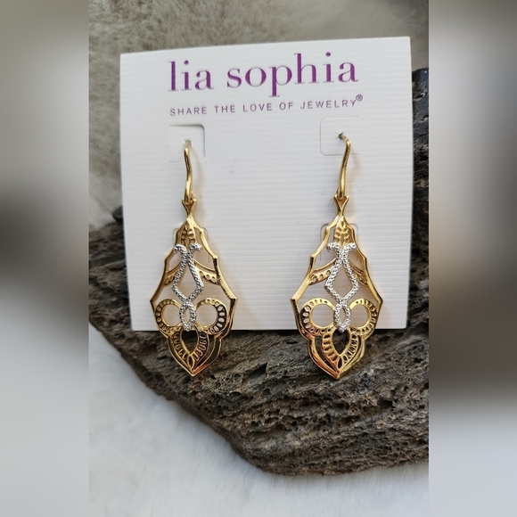 NWT Lia Sophia Silver & Gold Earrings - Picture 4 of 4